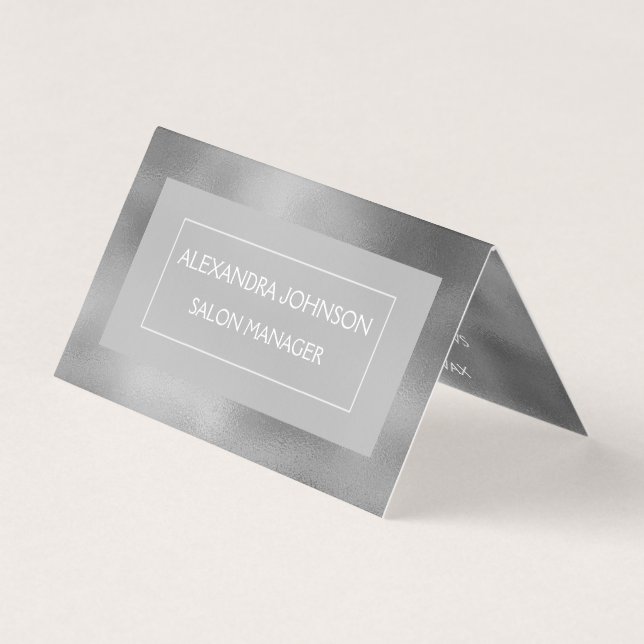 Silver Metallic Foil Stainless Steel Modern Business Card (Front)