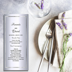 Silver metallic glam elegant wedding program