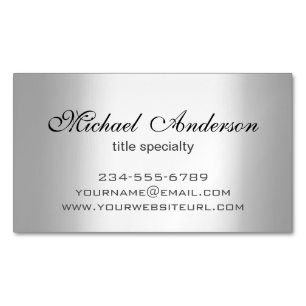 Silver Metallic Gradient - Stainless Steel Look Magnetic Business Card