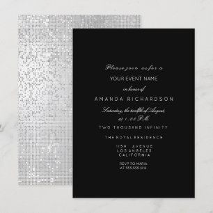 Silver Metallic Gris Noir Blanc Formel Invitation