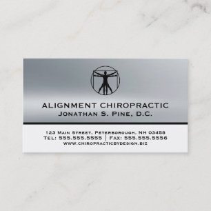 Silver Metallic-Look Chiropractic Business Cards
