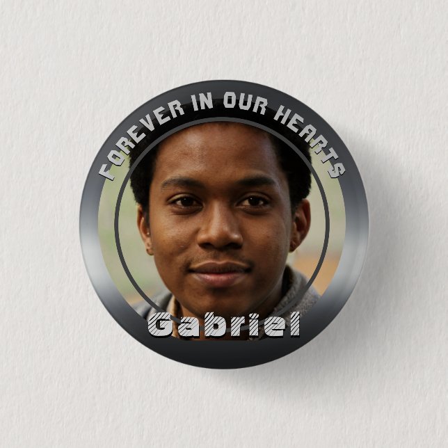 Silver Metallic Look Photo Memorial  1 Inch Round Button (Front)