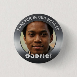 Silver Metallic Look Photo Memorial  1 Inch Round Button