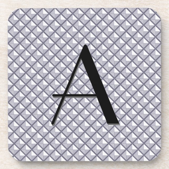 Silver, metallic look, studded grid coaster (Front)