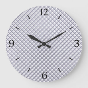 Silver, metallic look, studded grid large clock