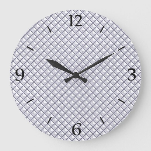 Silver, metallic look, studded grid large clock (Front)