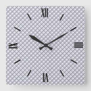 Silver, metallic look, studded grid square wall clock