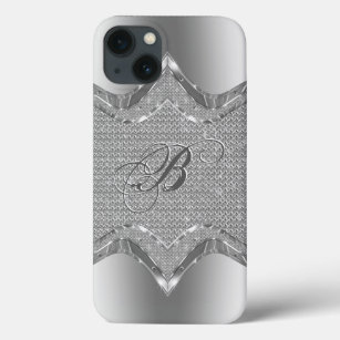 Silver Metallic Look With Diamonds Pattern 2 iPhone 13 Case