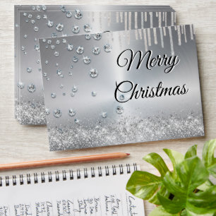 Silver Metallic Merry Christmas  Envelope