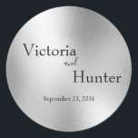 Silver Metallic Modern Elegant Wedding Classic Round Sticker<br><div class="desc">Faux silver metallic with black typography.  Simple and elegant.   Modern.  So beautiful for any season and time of day or evening.  So pretty and stylish.</div>