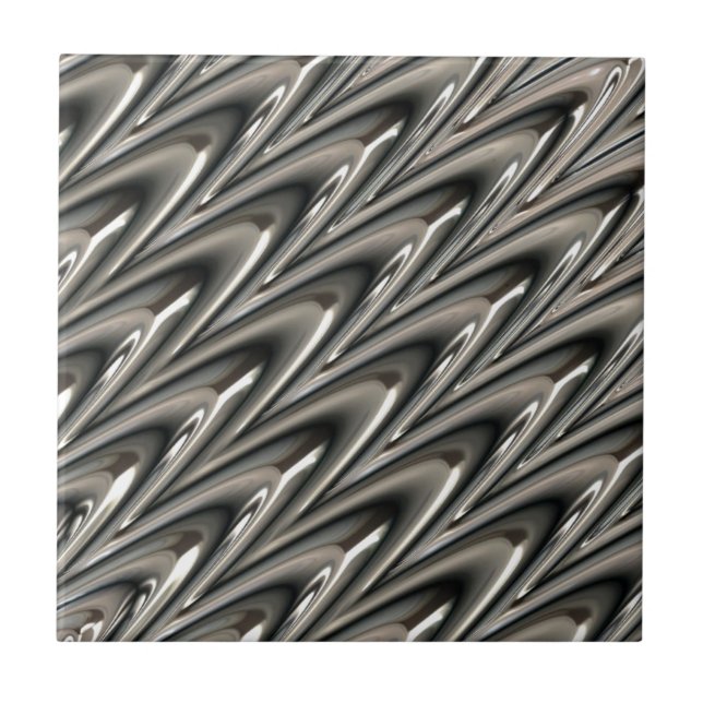 Silver Metallic Pattern Iron Steel Texture Tile (Front)