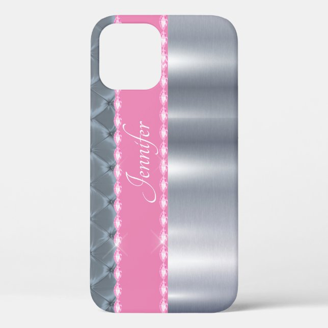Silver Metallic Pink Personalized Case-Mate Samsun iPhone Case (Back)