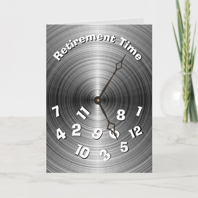 Silver Metallic Retirement Clock Card (Front)