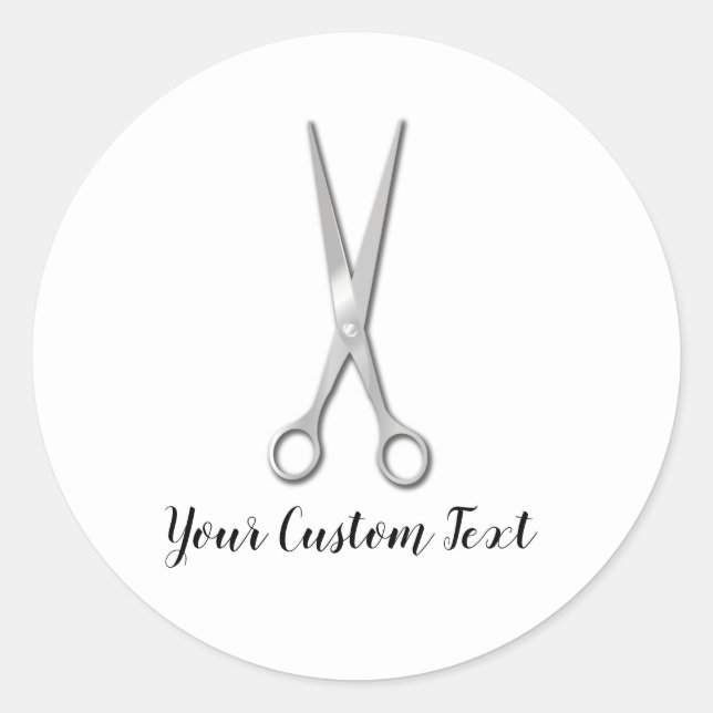 Silver Metallic Salon Hair Stylist Scissors Classic Round Sticker (Front)