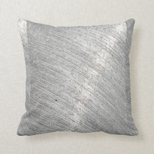 Silver Metallic Shine Pattern Throw Pillow