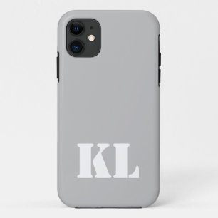 Silver Metallic Solid Colour Minimalist Monogram iPhone 11 Case