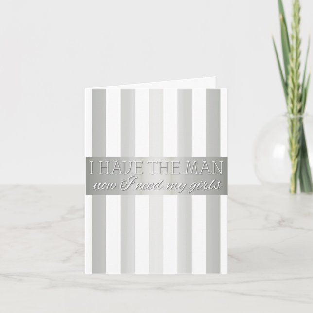 Silver Metallic Striped Bridesmaid Request Card (Front)