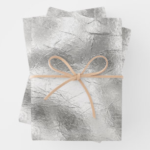 Silver metallic texture rustic shimmer stylish wrapping paper sheet