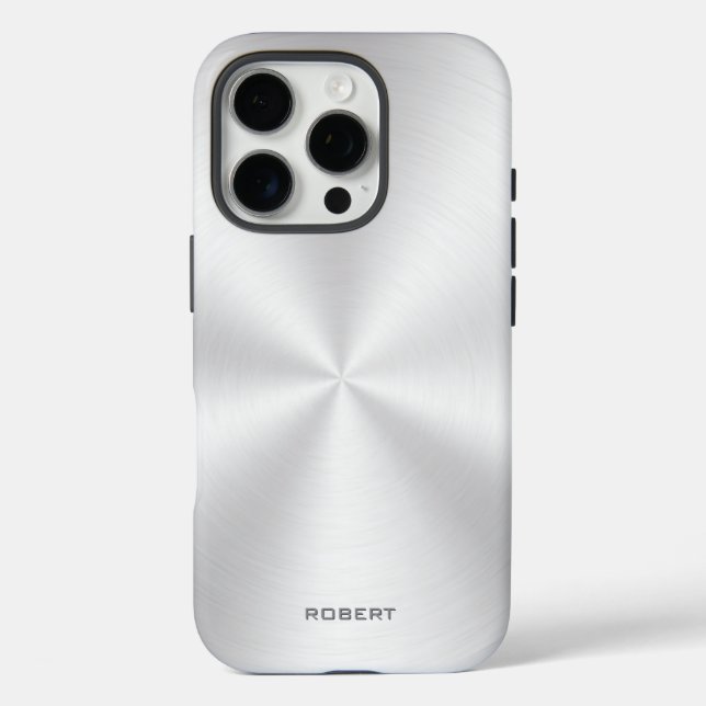 Silver Metallic Texture Stainless Steel Look Case-Mate iPhone Case (Back)