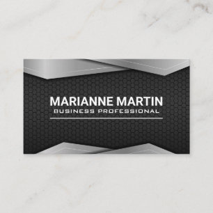 Silver Metallic Trim Carbon Background Business Card