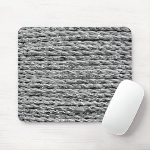 Silver Metallic Wicker Pattern Mouse Pad