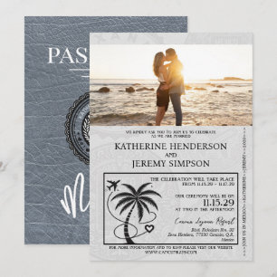 Silver Mexico Passport Wedding Invitation