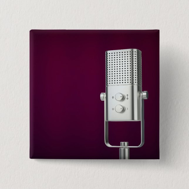Silver microphone 2 inch square button (Front)