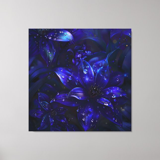 Silver Midnight Blooms Canvas Print (Front)