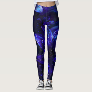 Silver Midnight Blooms Leggings
