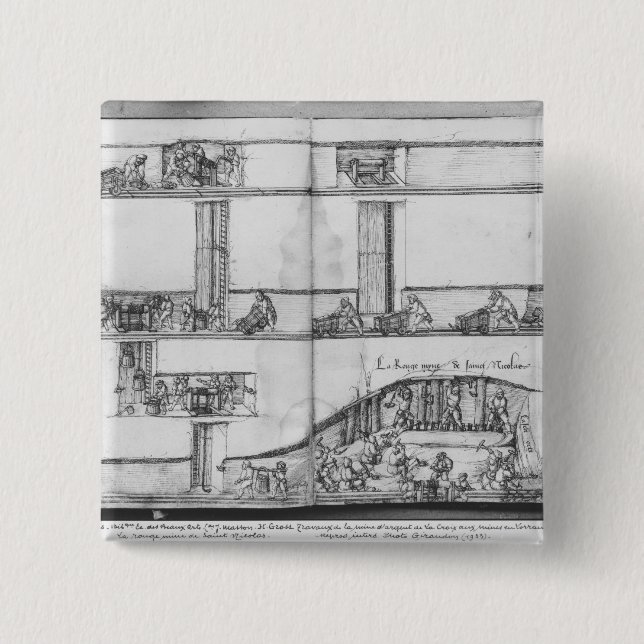 Silver mine of La Croix-aux-Mines, Lorraine 2 Inch Square Button (Front)