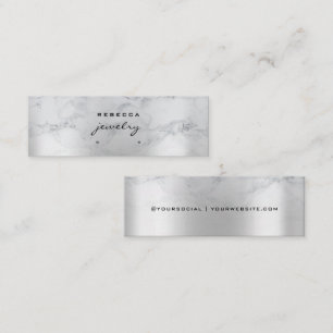 Silver Minimal Marble Script Earring display card