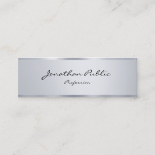 Silver Minimalist Trendy Modern Elegant Typography Mini Business Card