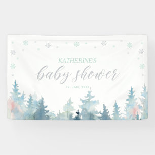 Silver & Mint Winter Wonderland Baby Shower Banner