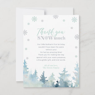 Silver & Mint Winter Wonderland Photo Thank You Card