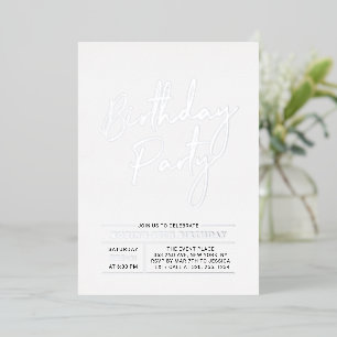 Silver Modern Brush Script Adult Birthday Party