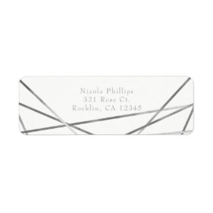 Silver Modern Geometric Line Glam Party Invitation