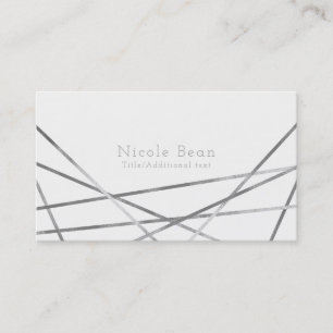 Silver Modern Geometric Lines Glam Custom Chic Business Card