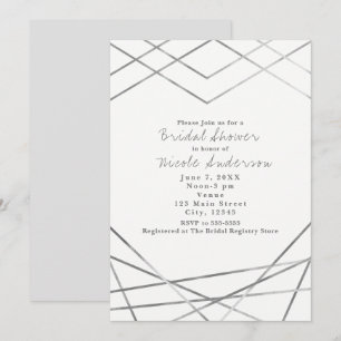 Silver Modern Geometric Lines Party Invitations