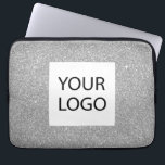 Silver Modern Glitter - Custom Logo Promotional Laptop Sleeve<br><div class="desc">Silver Modern and Professional Faux Glitter and Sparkle Elegant Custom Logo Promotional Corporate Laptop Bag or Sleeve Promotional Case for a Beauty Industry Gift. This case can be customized to include your company or business logo.</div>