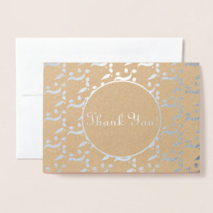 Silver Modern Olives Wedding Thank You Foil Card