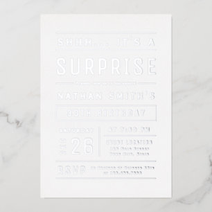Silver Modern Simple Typography Surprise Birthday