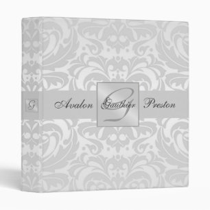 Silver Monogram Damask Wedding Binder