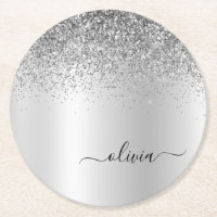 Silver Monogram Glitter Sparkle Girly Script