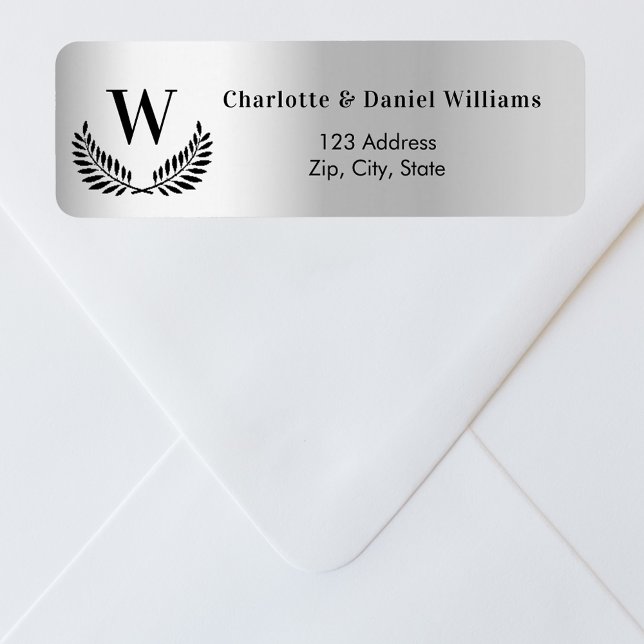Silver monogram initial return address (Creator Uploaded)