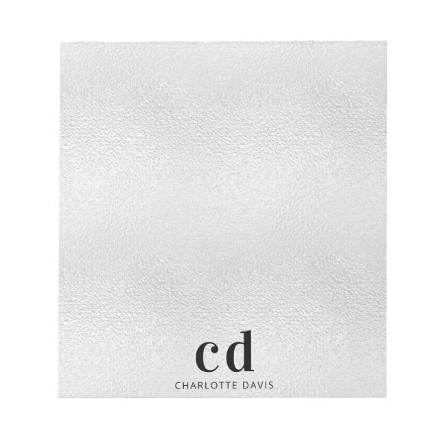 Silver monogram initials name notepad (Front)