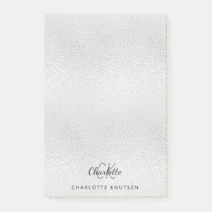 Silver monogram initials name post-it notes