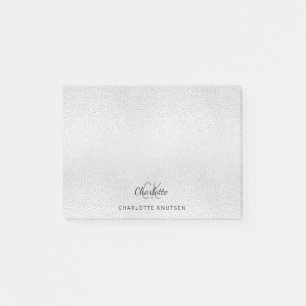 Silver monogram initials name post-it notes