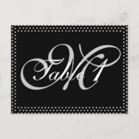 Silver Monogram on Black Wedding Table Number