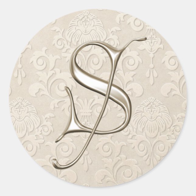 Silver Monogram Wedding Stickers - letter S (Front)