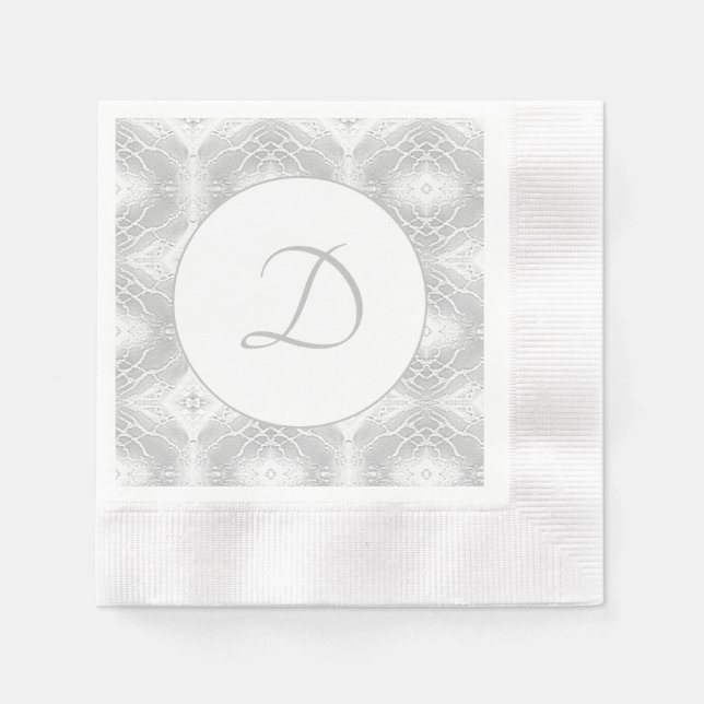 Silver Monogrammed Faux-Satin  Napkin (Front)
